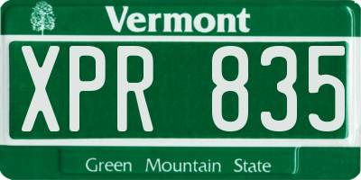 VT license plate XPR835