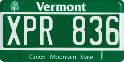 VT license plate XPR836