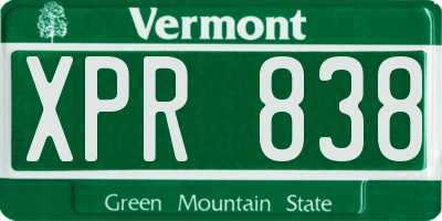 VT license plate XPR838