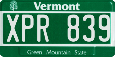 VT license plate XPR839