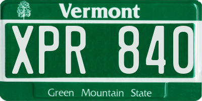 VT license plate XPR840