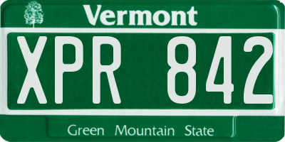 VT license plate XPR842