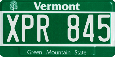 VT license plate XPR845