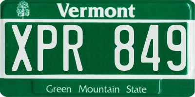 VT license plate XPR849