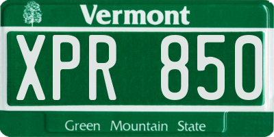 VT license plate XPR850
