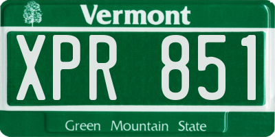VT license plate XPR851