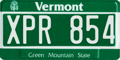 VT license plate XPR854