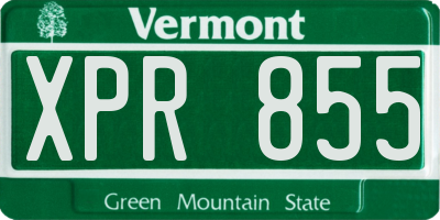 VT license plate XPR855