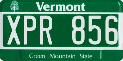VT license plate XPR856