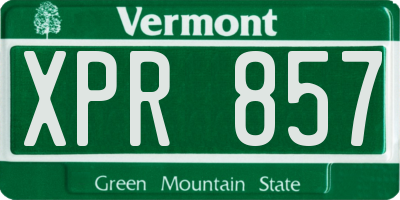 VT license plate XPR857