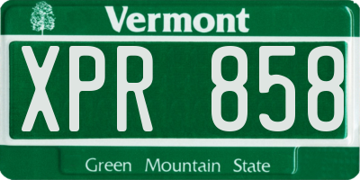 VT license plate XPR858