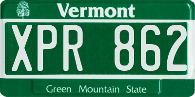 VT license plate XPR862