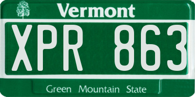 VT license plate XPR863