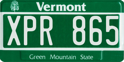 VT license plate XPR865