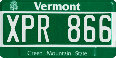 VT license plate XPR866