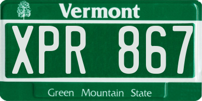 VT license plate XPR867
