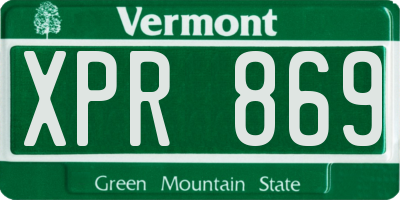 VT license plate XPR869