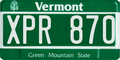 VT license plate XPR870