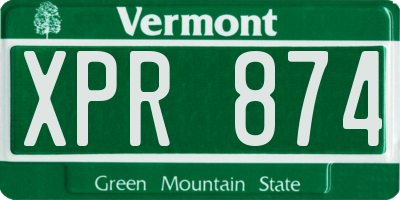 VT license plate XPR874