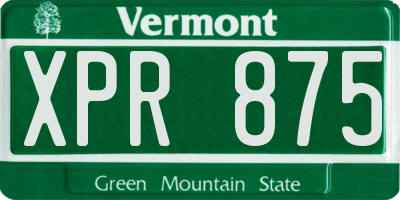 VT license plate XPR875