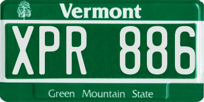 VT license plate XPR886