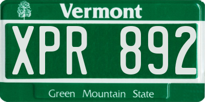 VT license plate XPR892