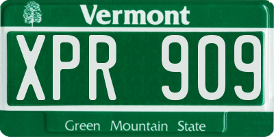 VT license plate XPR909