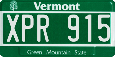 VT license plate XPR915
