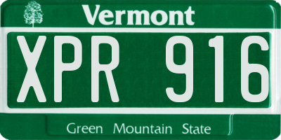 VT license plate XPR916