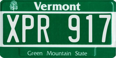 VT license plate XPR917