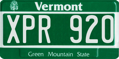 VT license plate XPR920