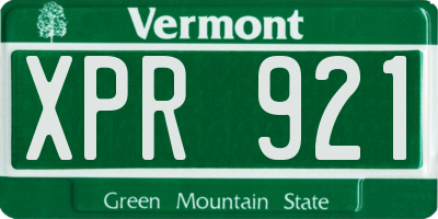 VT license plate XPR921