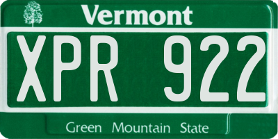VT license plate XPR922