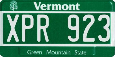VT license plate XPR923
