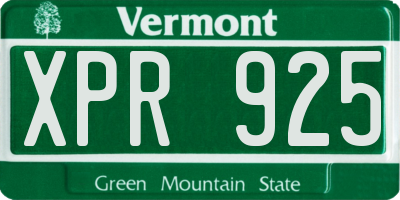 VT license plate XPR925
