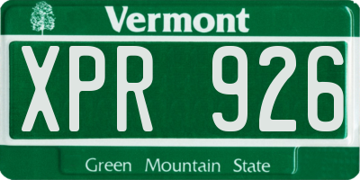 VT license plate XPR926