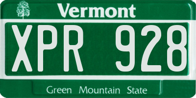 VT license plate XPR928