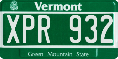 VT license plate XPR932