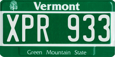 VT license plate XPR933