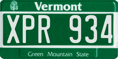 VT license plate XPR934