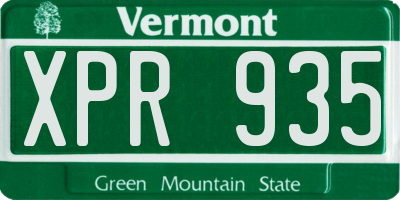 VT license plate XPR935