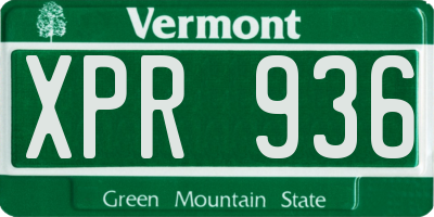 VT license plate XPR936