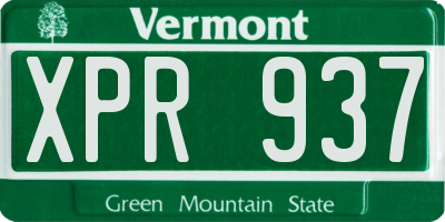 VT license plate XPR937