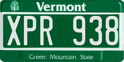 VT license plate XPR938