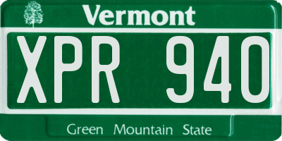 VT license plate XPR940