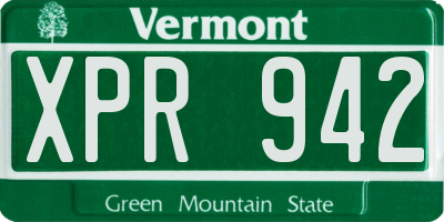 VT license plate XPR942