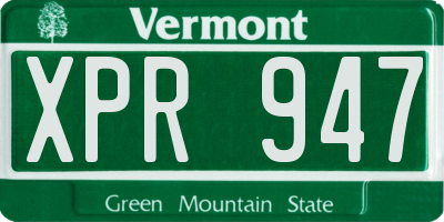 VT license plate XPR947