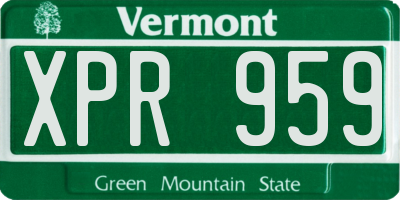 VT license plate XPR959
