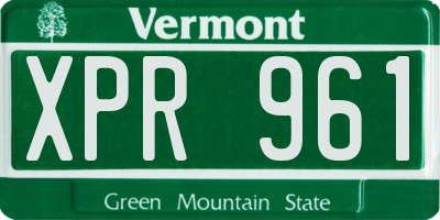 VT license plate XPR961