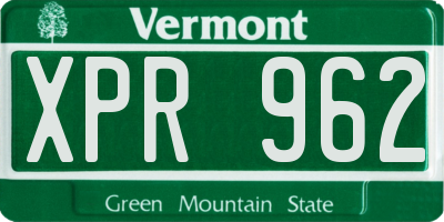 VT license plate XPR962